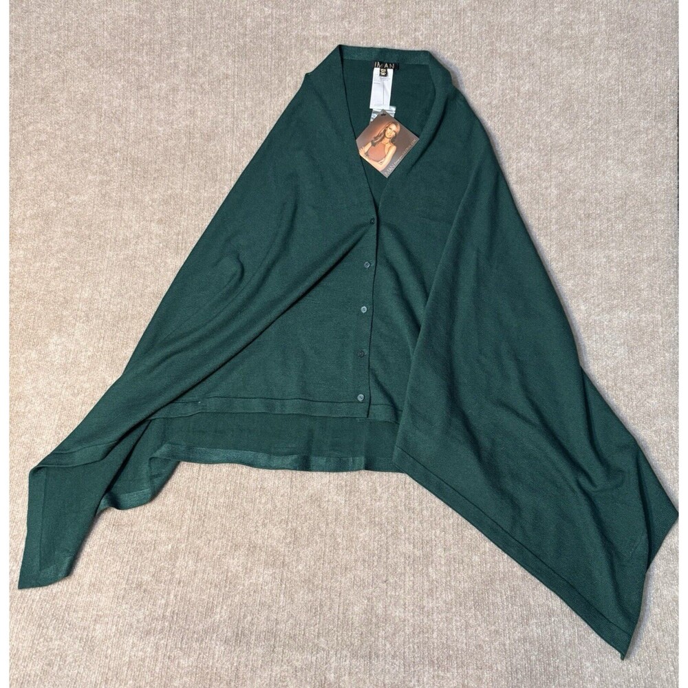 Iman Women Global Chic Drape Poncho Wrap Shawl O/S Button Front Lagenlook